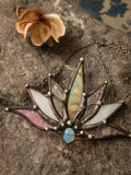 Big Lotus 7 wings, Boho Lotus, Flower Pendant, Mantra Necklace, Glass Lotus Necklace, Iridescent necklace, Stain glass, Handcraft, Handmade