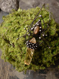 Citrine crystal with natural stone - tiger eye. Citrine protection amulet necklace.