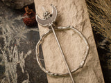 Brooch - hairpin for hairs and dreads. The black crescent arrow tamed the circle. Clear quartz, Hair Clip