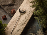 Brooch - hairpin for hairs and dreads. The black crescent arrow tamed the circle. Clear quartz, Hair Clip