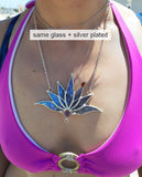 Big Lotus 7 wings, Boho Lotus, Flower Pendant, Mantra Necklace, Blue Lotus Necklace, Stain glass Iridescent necklace.