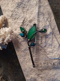 Green Flower, Stain Glass Brooch, Vintage Brooch, Flowery pin, Blooming Pin, Flower Brooch, handmade flower.