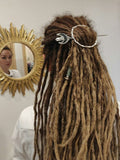 Brooch - hairpin for hairs and dreads. The black crescent arrow tamed the circle. Clear quartz, Hair Clip