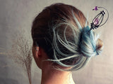 Сhest with an amethyst heart. Chinese metal hair stick.