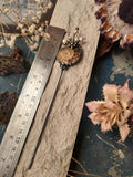 Chinese metal hair stick with Natural Ammonite and Natural Pearl