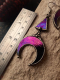 Purple Crescent Moon Earrings