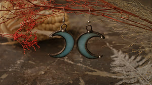 Blue Crescent moon earrings