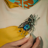 Brooch Blue beetle scarab