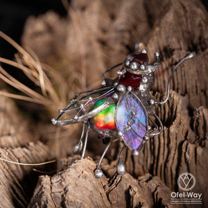 Brooch Red beetle scarab