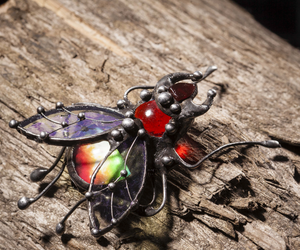 Brooch Red beetle scarab