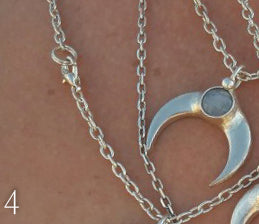 White Crescent Moon Pendant with moonstone