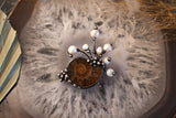 Small barrette with Natural Ammonite and Natural Pearl