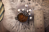 Small barrette with Natural Ammonite and Natural Pearl