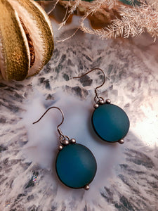 Two drops of sky in salt Earrings - blue matte