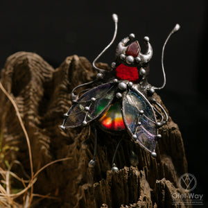 Brooch Red beetle scarab