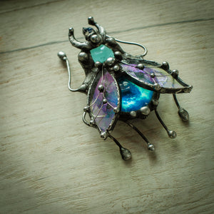 Brooch Blue beetle scarab