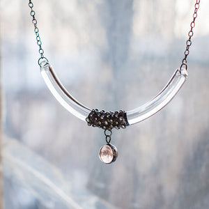 Clear Glass Moon pendant with glass ball