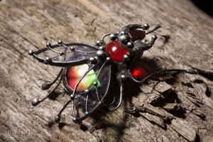 Brooch Red beetle scarab