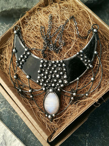 Black Crescent Moon with moonstone