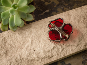 Poppy Stain Glass Brooch