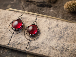 Forest drops earrings - red