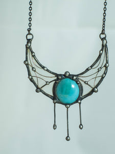 Pendant Kingdom of the moon,  Crescent Moon Pendant, Fantasy moon, Stained Glass, Half Moon Jewelry, handmade boho necklace, ethnic jewelry