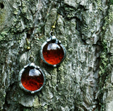 Two drops of honey in amber Red earrings