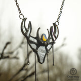 deer necklace, nature jewelry, nature lover gift, woodland animals, deer head, nature inspired, deer antler handmade, animal brooch, boho