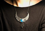 Pendant Kingdom of the moon,  Crescent Moon Pendant, Fantasy moon, Stained Glass, Half Moon Jewelry, handmade boho necklace, ethnic jewelry