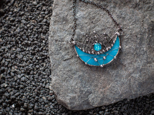 Moon prism (2) - crescent - Double Horn Pendant - Metaphysical - half moon - Moonchild Boho Necklace - Luna
