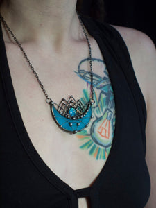 Moon prism (2) - crescent - Double Horn Pendant - Metaphysical - half moon - Moonchild Boho Necklace - Luna