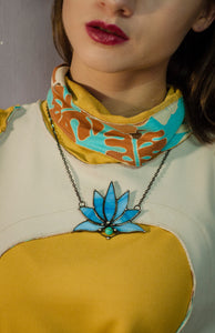 Lotus Nine- Winged, Boho Lotus, Flower Pendant, Mantra Necklace | Glass Lotus Necklace, Botanical | Tribal