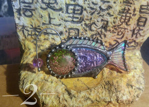 Brooch Anglerfish, sea world, brooch fish, stain glass, fried herbs, pin, ocean brooch, dweller of deep, anglerfish
