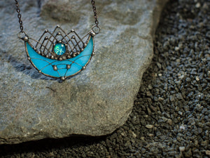 Moon prism (2) - crescent - Double Horn Pendant - Metaphysical - half moon - Moonchild Boho Necklace - Luna