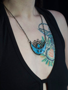 Moon prism (2) - crescent - Double Horn Pendant - Metaphysical - half moon - Moonchild Boho Necklace - Luna