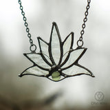 Lotus Nine- Winged, Boho Lotus, Flower Pendant, Mantra Necklace | Glass Lotus Necklace, Botanical | Tribal