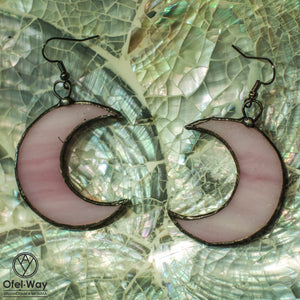 Crescent Moon Earrings Stainless Steel Earring Hooks with Spring Hypoallergenic! stain glass Witchy Earrings Festival Boho Earrings