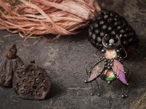 vintage brooch, scarab brooch, Bug Fly Brooch, Stain Glass Brooch, Insect Brooch tribal jewelry, boho pin