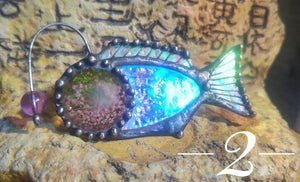Brooch Anglerfish, sea world, brooch fish, stain glass, fried herbs, pin, ocean brooch, dweller of deep, anglerfish