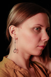 Silvered Earrings with Ametrine / long drop earrings / casual style