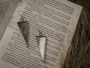 Triangle Earrings, Geometric Earrings, Mirror Hypoallergenic Earrings, Geometric Jewelry, Dangle, Long, For Girlfriend, Minimalism, Minimal