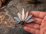 Big Lotus 7 wings, Boho Lotus, Flower Pendant, Mantra Necklace, Glass Lotus Necklace,lava rock beads, Stain glass, Handcraft, Handmade