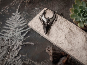Pendant With Natural Stone - Obsidian and Moon Mirror, Black Mirror Pendant - Witchcraft Jewelry - For Men and Women  Shamanic Jewelry
