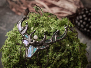 deer necklace, nature jewelry, nature lover gift, woodland animals, deer head, nature inspired, deer antler handmade, animal brooch, boho