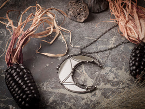 Large Crescent Moon, Crescent Moon Mirror, Modern Jewelry, half moon crescent necklace, Mirror pendant, Lunula Necklace, lunar necklace