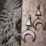 Crescent Moon Earrings with hypoallergenic Earring Hooks, Stain glass, Witchy Earrings, Festival juwelry, Boho Style, half moon purple