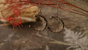 Crescent Moon Earrings with hypoallergenic Earring Hooks, Stain glass, Witchy Earrings, Festival juwelry, Boho Style, half moon shine
