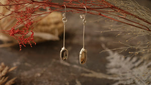 Silvered Earrings with Ametrine / long drop earrings / casual style