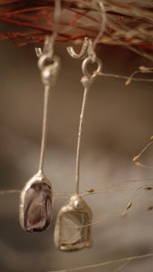 Silvered Earrings with Ametrine / long drop earrings / casual style