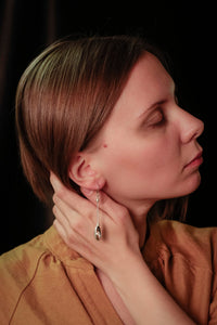 Silvered Earrings with Ametrine / long drop earrings / casual style